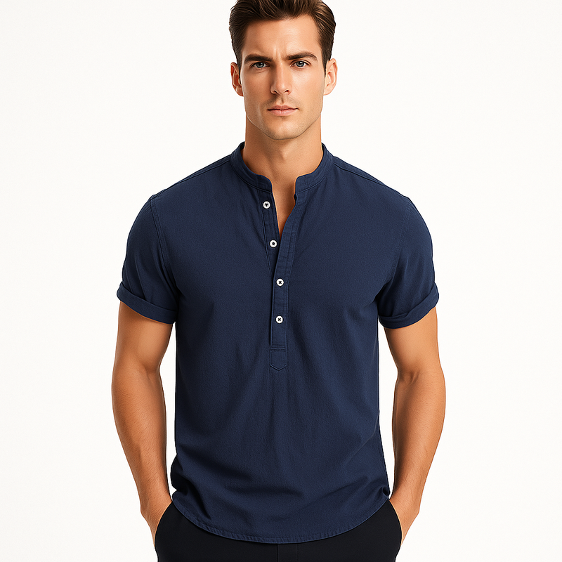 Herren Kurzarm-Leinenhemd mit Knopfleiste – Sommer-Look von Virello