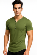 Henley Shirt Herren Kurzarm Bequem Freizeit – Marino