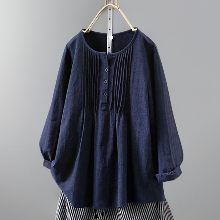 Lockere Damen Bluse mit Faltendesign – Lily