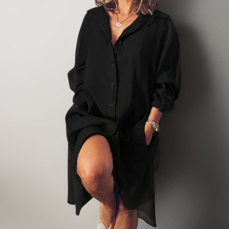 Baumwoll Leinen Kleid Damen midi luftig – Clara