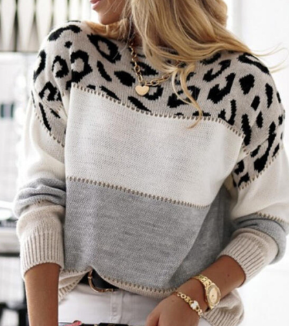 Leopardenpullover Damen Herbst Winter Outfit Trend – Natascha