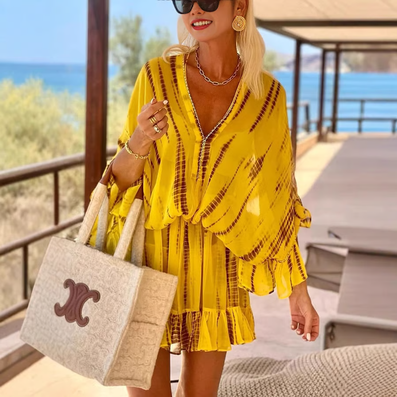Sommer Boho Kleid Damen elastisch kurz leicht – Liora