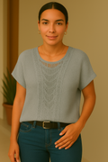 Damen Shirt mit Spitze und Rundhalsausschnitt – Kira