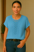 Damen Shirt mit Spitze und Rundhalsausschnitt – Kira