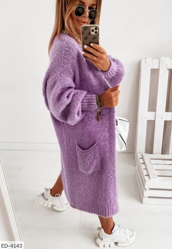 Lange Strickjacke mit Taschen für Damen – Nora