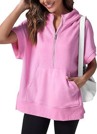 Damen Sommer Kapuzen-Top mit Reißverschluss und Stretch – Senta
