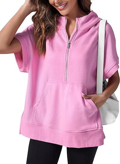 Damen Sommer Kapuzen-Top mit Reißverschluss und Stretch – Senta
