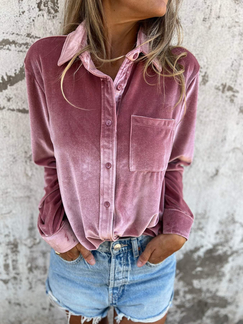 Elegante Damenbluse aus Samt mit langen Ärmeln – Victoria