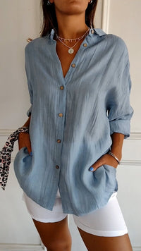 Plissierte Damenbluse mit Reverskragen Stil – Anvielle