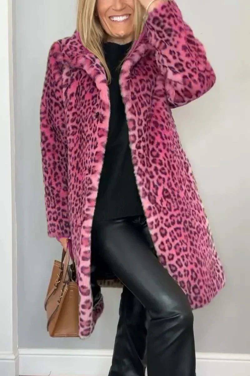 Damen Wintermantel mit Leopardenmuster – Serelina