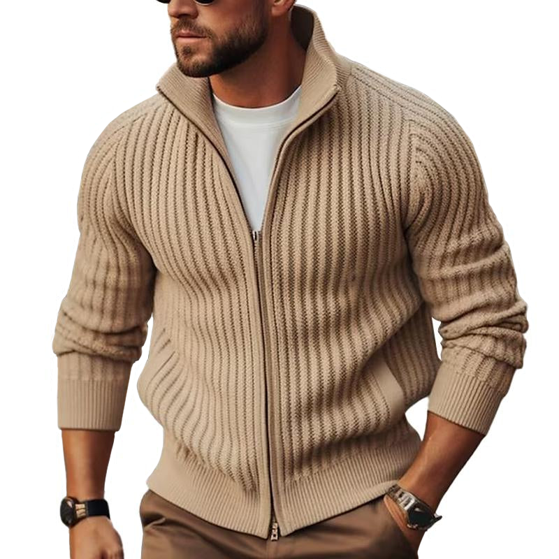 Strickjacke mit Rollkragen und gerippter Wolle – Heinrich