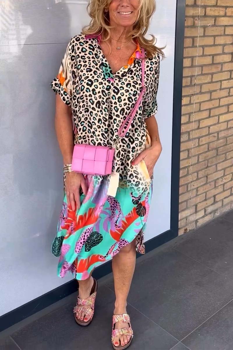 Damen Kleid Leopard Muster Sommer Chic – Emily