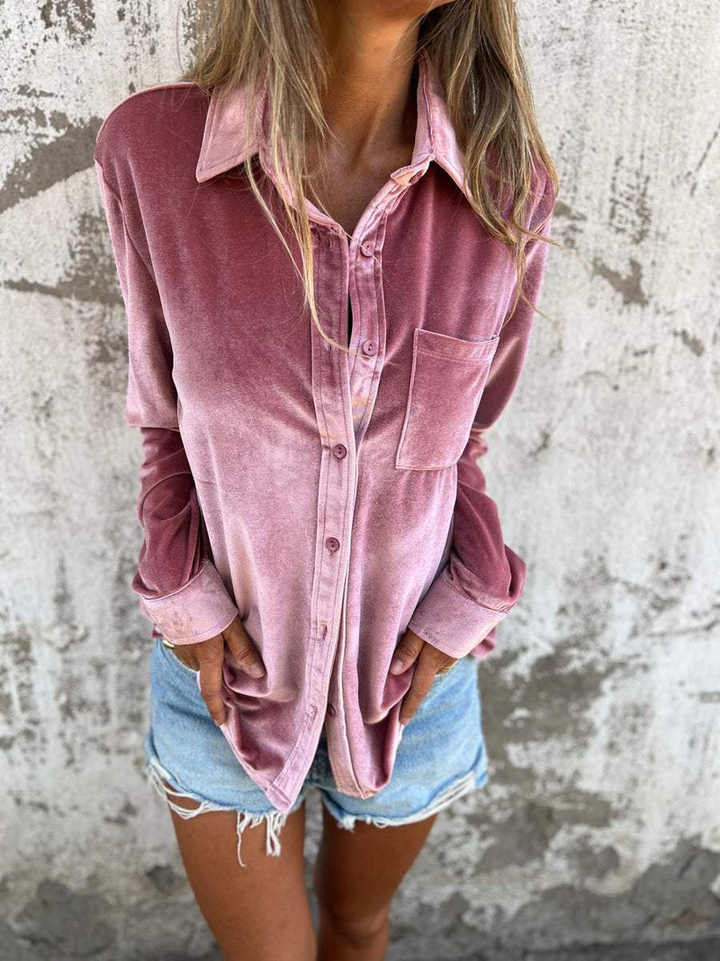 Elegante Damenbluse aus Samt mit langen Ärmeln – Victoria