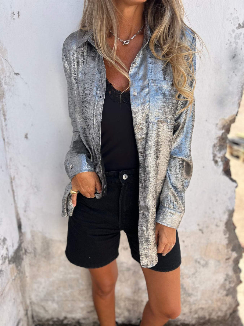 Bluse Damen Glanz Look Elegant Lässig – Lea