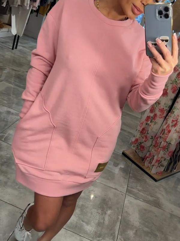 Pulloverkleid Damen Rundhals Warm Alltag Elegant – Meravina