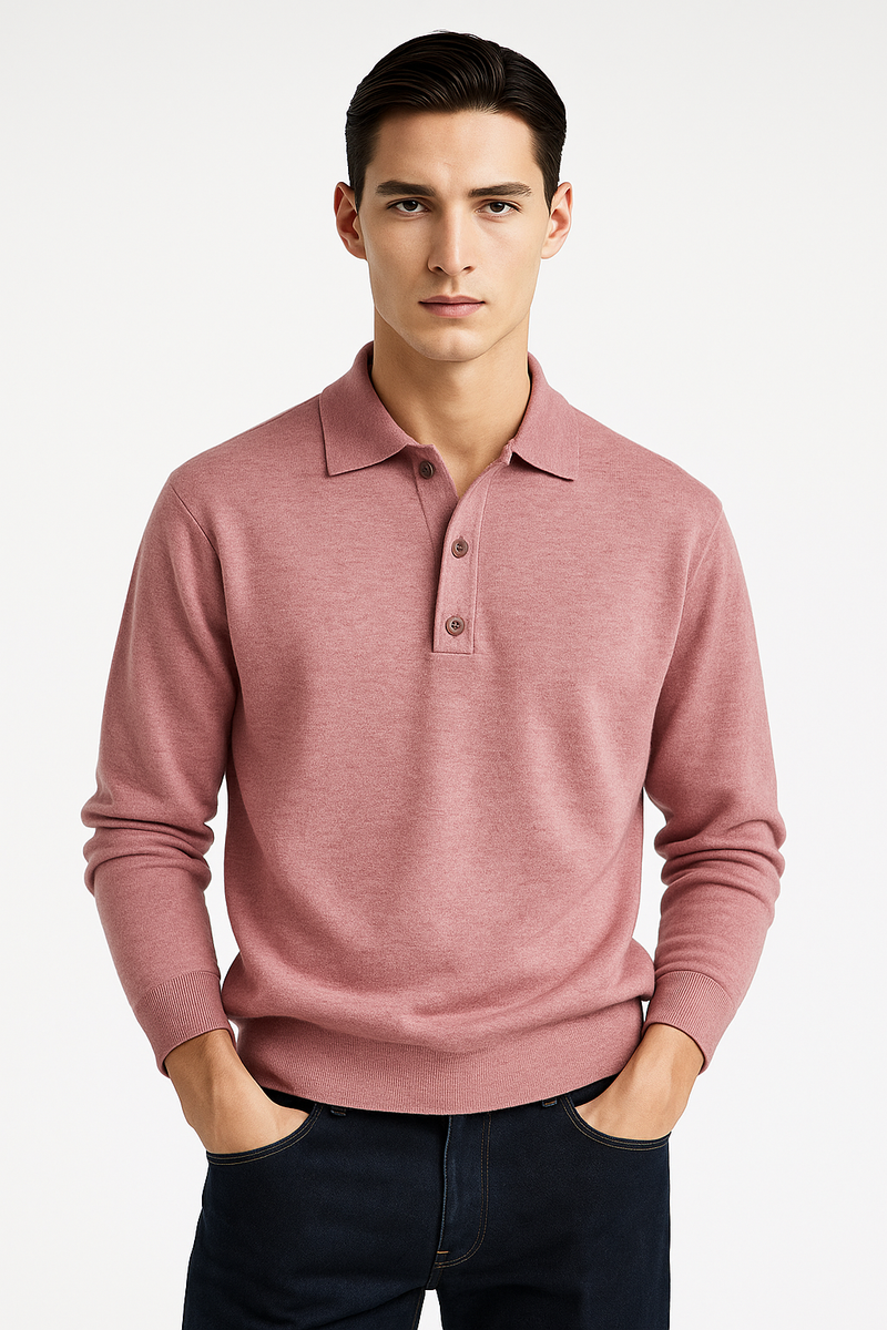 Langarm-Poloshirt für Herren mit weichem Stoff – Kai