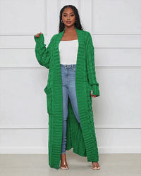 Langer Strickcardigan für Damen mit V-Ausschnitt – Mila