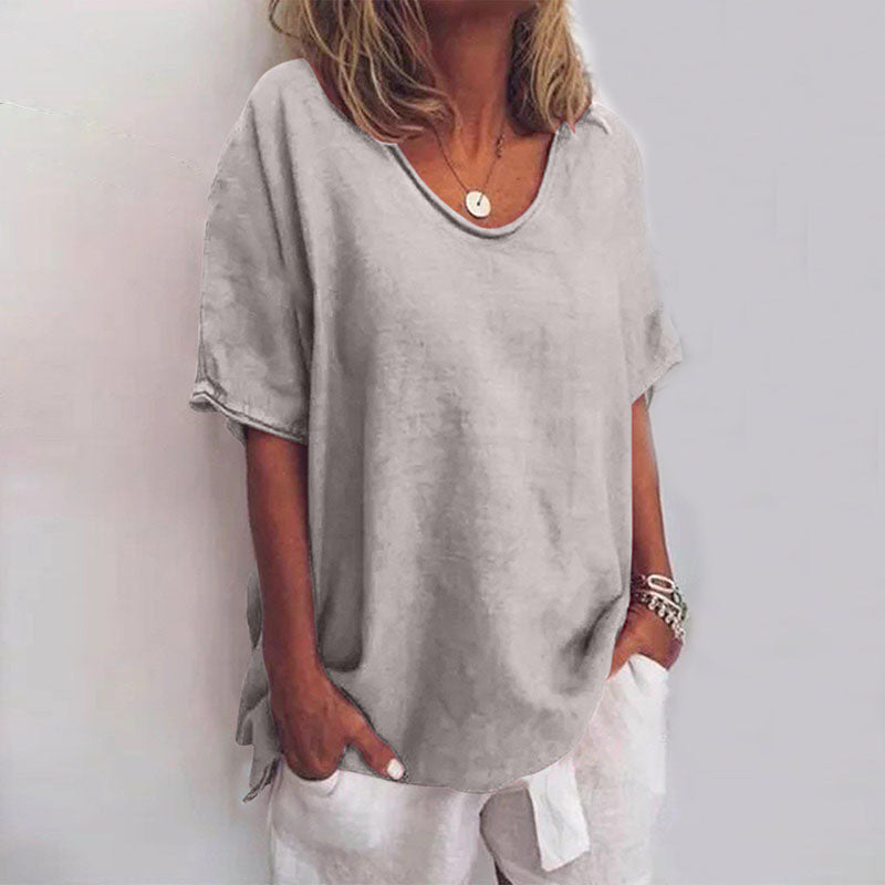 Leinenbluse Damen V-Ausschnitt Sommer Elegant – Fiorava