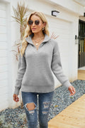 Damen Strickpullover mit Halfzip und lockerem Schnitt – Lara