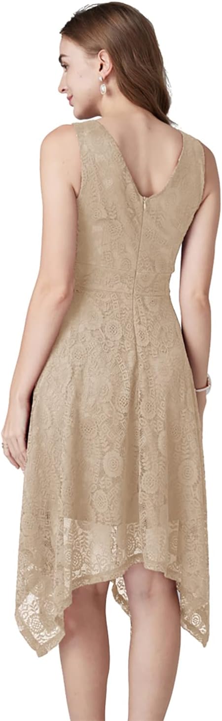 Elegantes asymmetrisches Halterkleid mit Spitze – Lena
