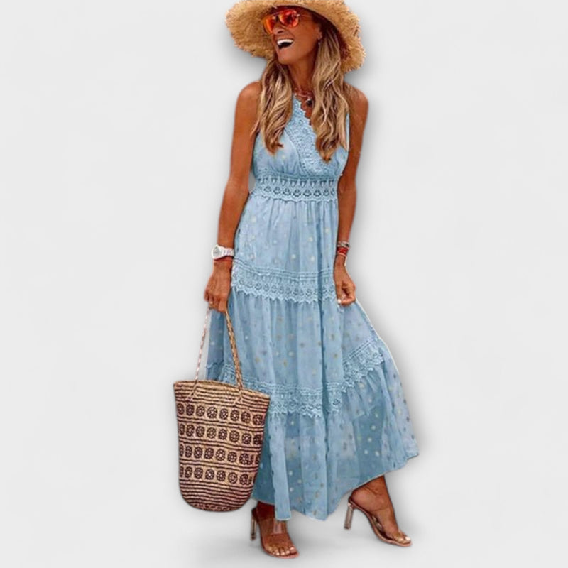 Boho Maxikleid Damen mit Spitze für Sommer – Lola