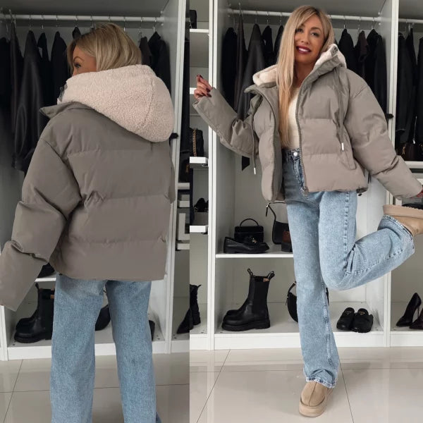 Warme leichte Winterjacke für Damen mit Kapuze – Theresia