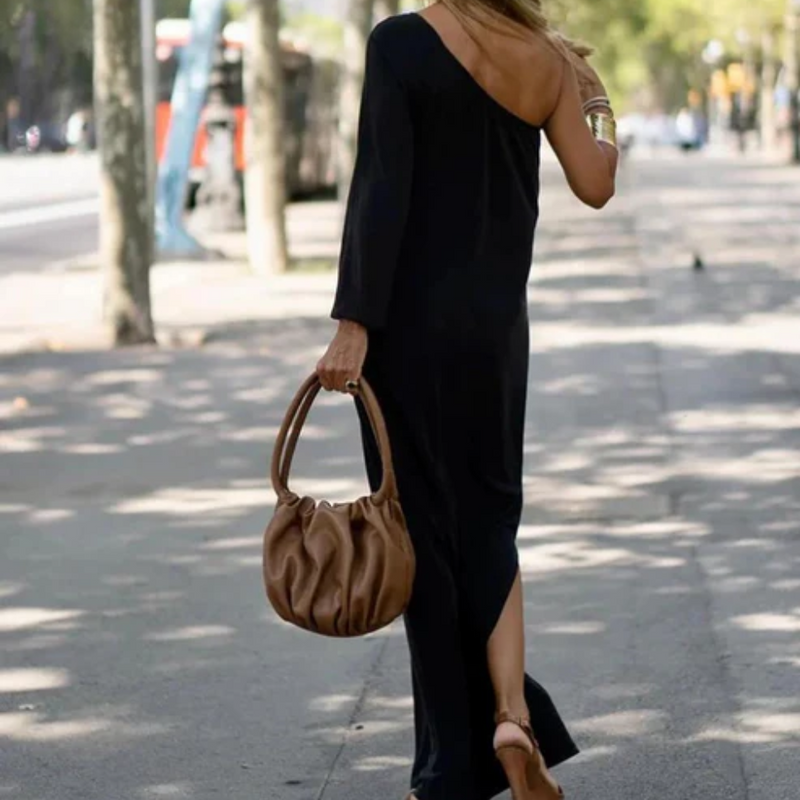 Asymmetrisches Damen Ein-Schulter Kleid lang – Milenia
