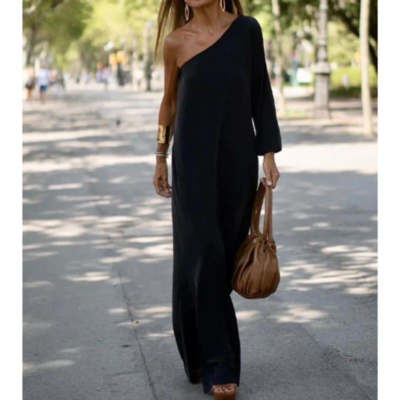 Asymmetrisches Damen Ein-Schulter Kleid lang – Milenia