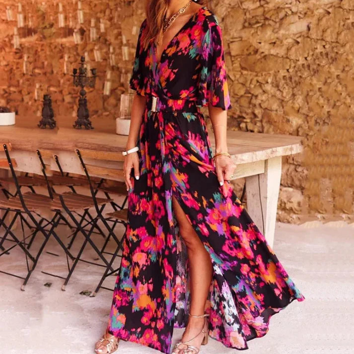 Wickelkleid mit Blumenmuster - Elise