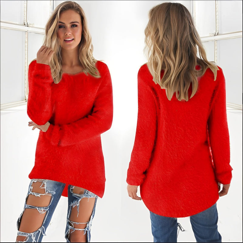Damen Pullover mit Rundhalsausschnitt und langen Ärmeln – Emilia