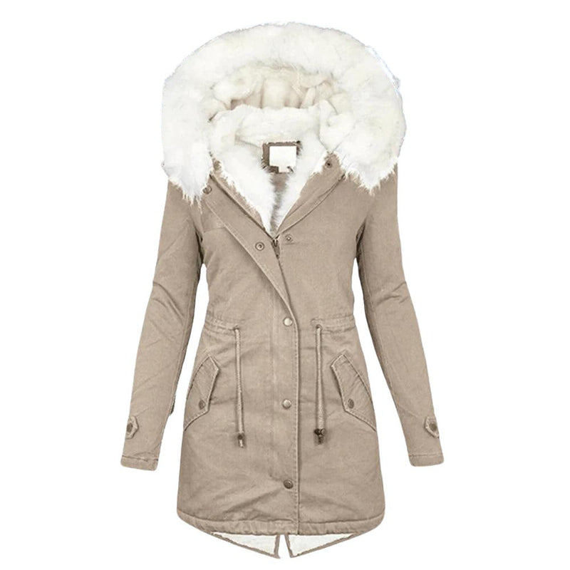 Damen Winterparka mit Kapuze und Fellfutter große Größen – Lenora