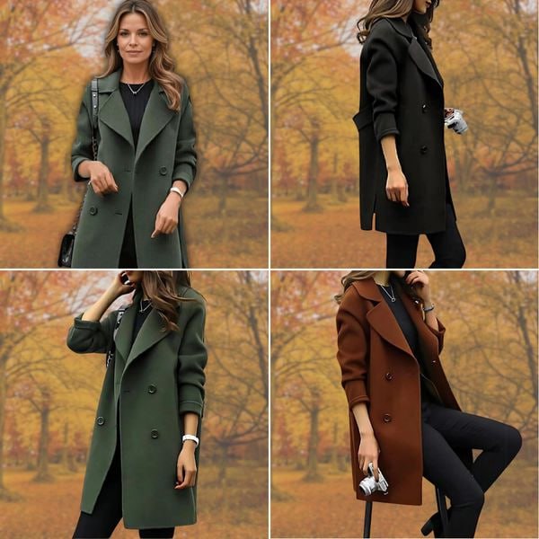 Damen Wintermantel Elegant Zweireiher Warm Stil – Amira