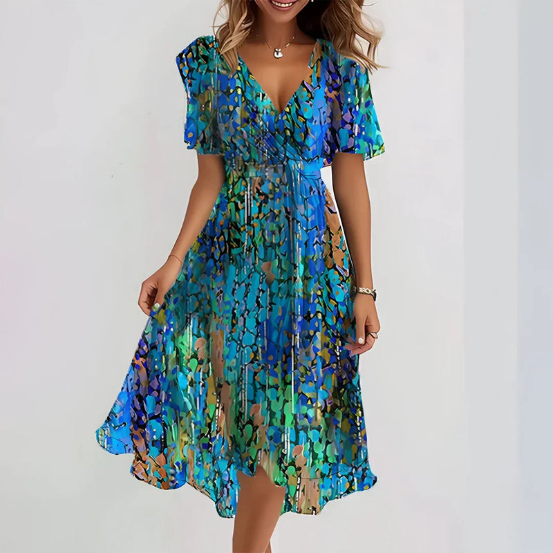 Sommerkleid Damen mit buntem Print luftig – Lilia