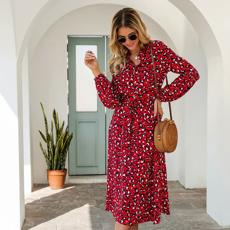 Langärmeliges Kleid Damen – Leopard Muster & Stil – Julia