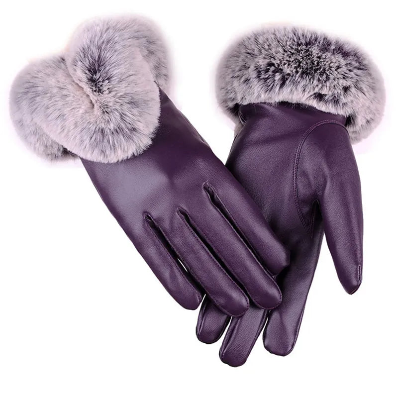 Winter Lederhandschuhe mit Kunstfell – Für Damen