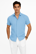 Herren Leinen-Baumwoll-Sommerhemd Kurzarm Elegant – Renavo