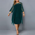 Midikleid Große Größen Elegant mit Spitze Rundhals - Clara