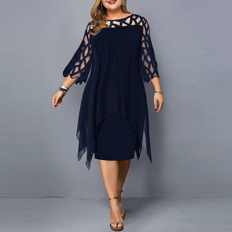 Elegantes Midikleid mit Spitzenärmeln für Damen – Sophie