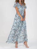 Florales Chiffon Maxikleid mit V-Ausschnitt – Noemi