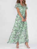 Florales Chiffon Maxikleid mit V-Ausschnitt – Noemi