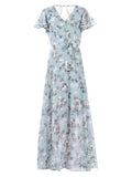 Florales Chiffon Maxikleid mit V-Ausschnitt – Noemi