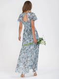 Florales Chiffon Maxikleid mit V-Ausschnitt – Noemi