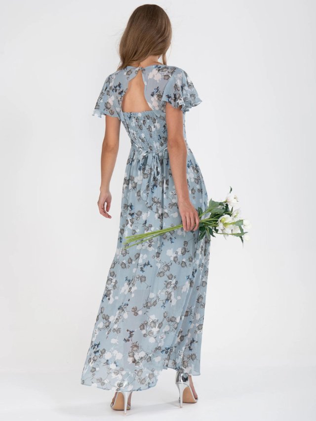 Florales Chiffon Maxikleid mit V-Ausschnitt – Noemi