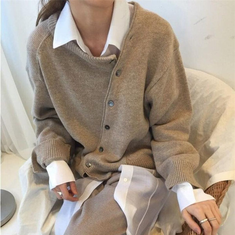 Kaschmir Wickelcardigan mit Knöpfen – Emilia