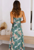 Blumenkleid Grün Elegant Figurbetont Sommerlook – Malina