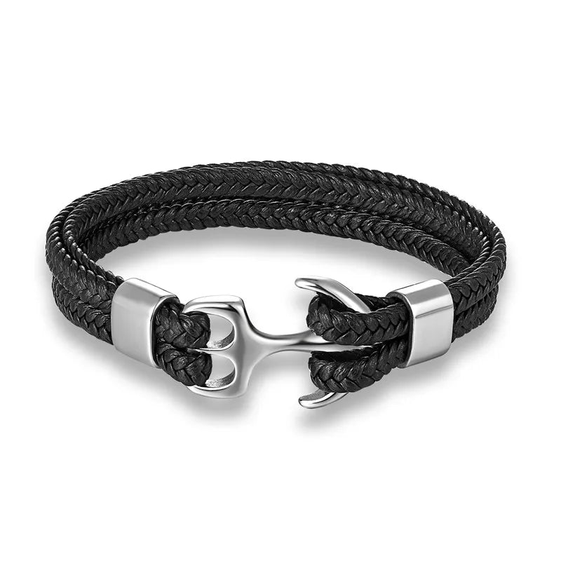 Leder Armband mit Anker Anhänger – Sebastian