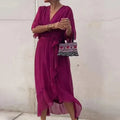 V-Ausschnitt Sommerkleid mit Taillengürtel – Leona