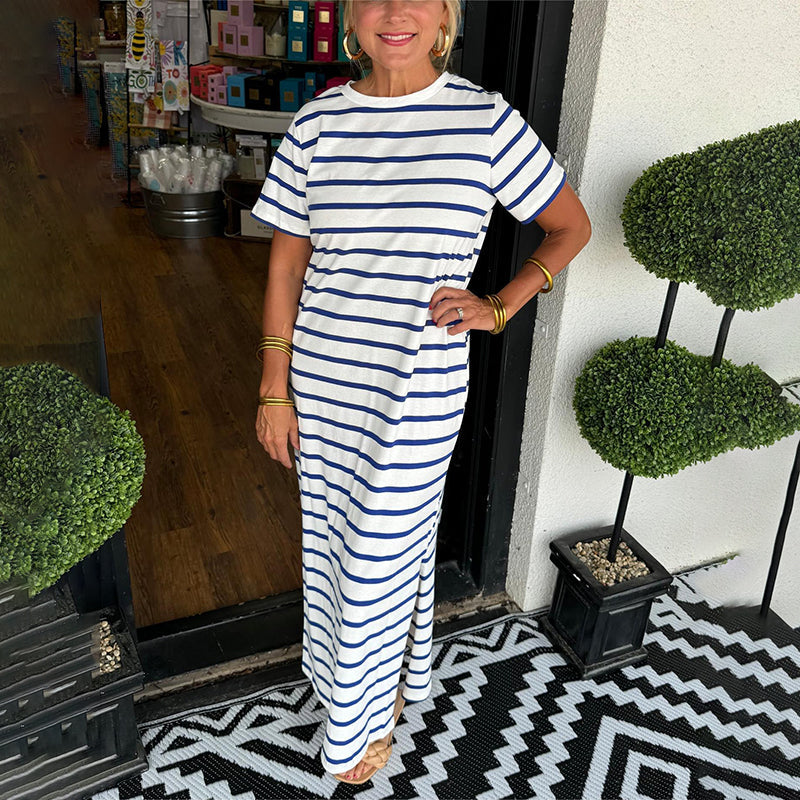 Gestreiftes Maxikleid mit Eleganz für Alltag – Emilia