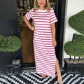 Gestreiftes Maxikleid mit Eleganz für Alltag – Emilia