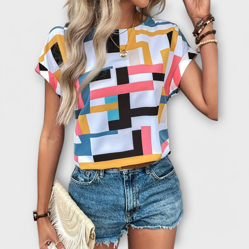 Kurze Damen Bluse Elegant Rundhals Stil – Alenya